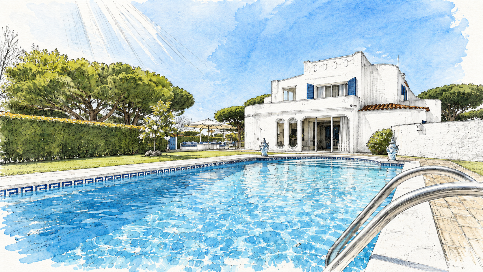 Illustration of a PropertyHub-managed villa